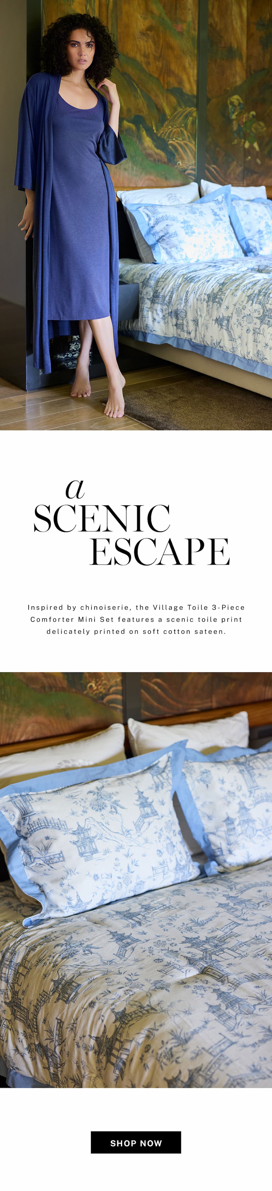 Discover the Village Toile comforter set.
