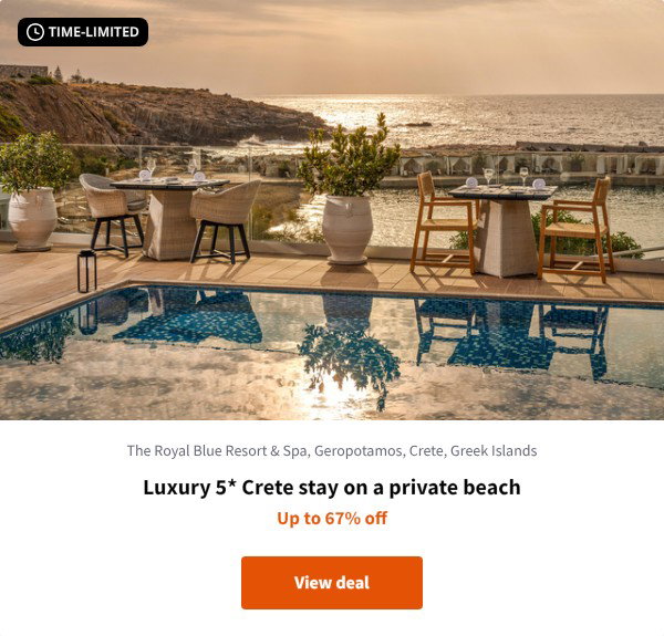 Luxury 5* Crete stay on a private beach
