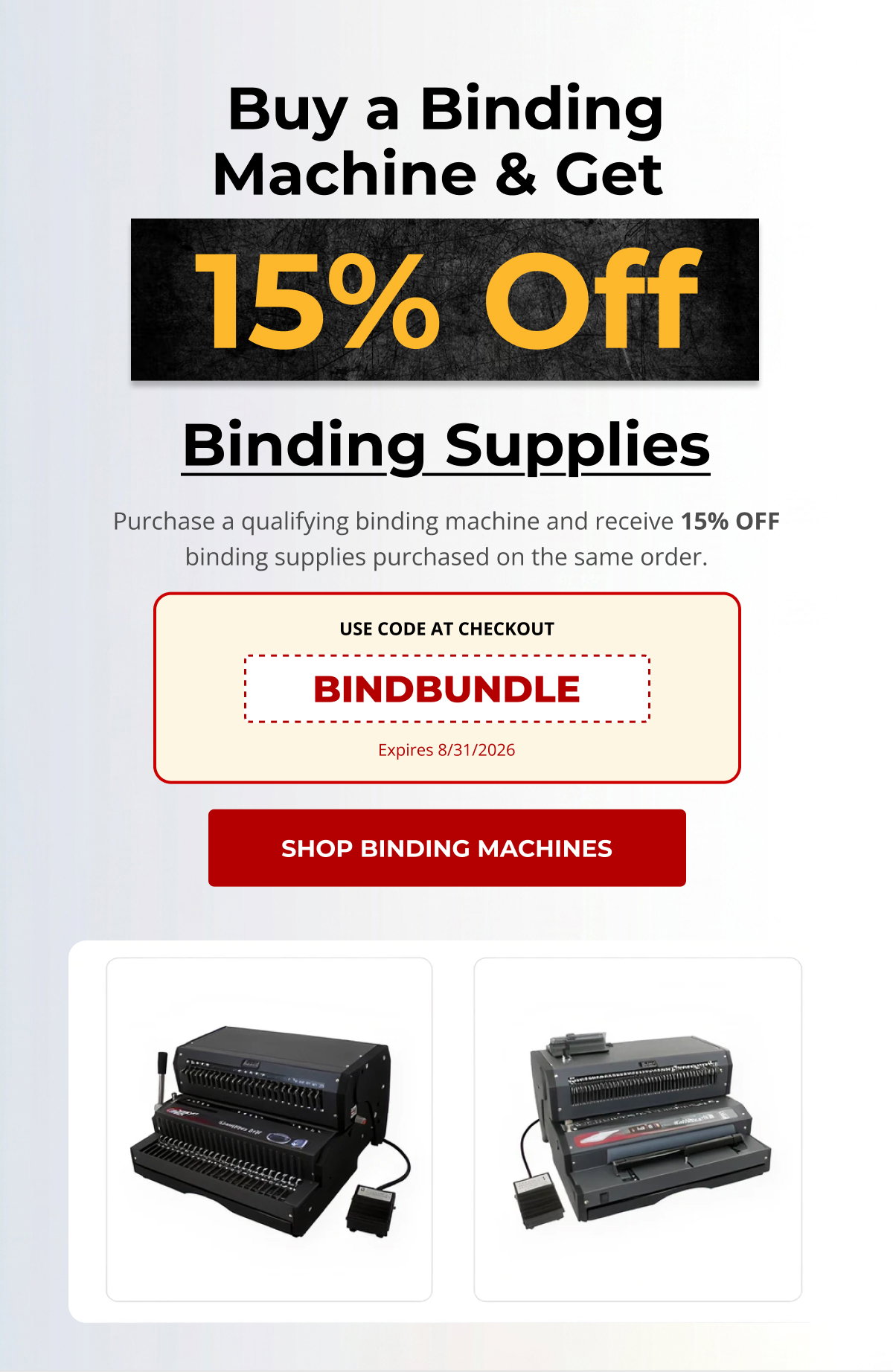 Buy a Binding Machine & Get 15% Off Binding Supplies