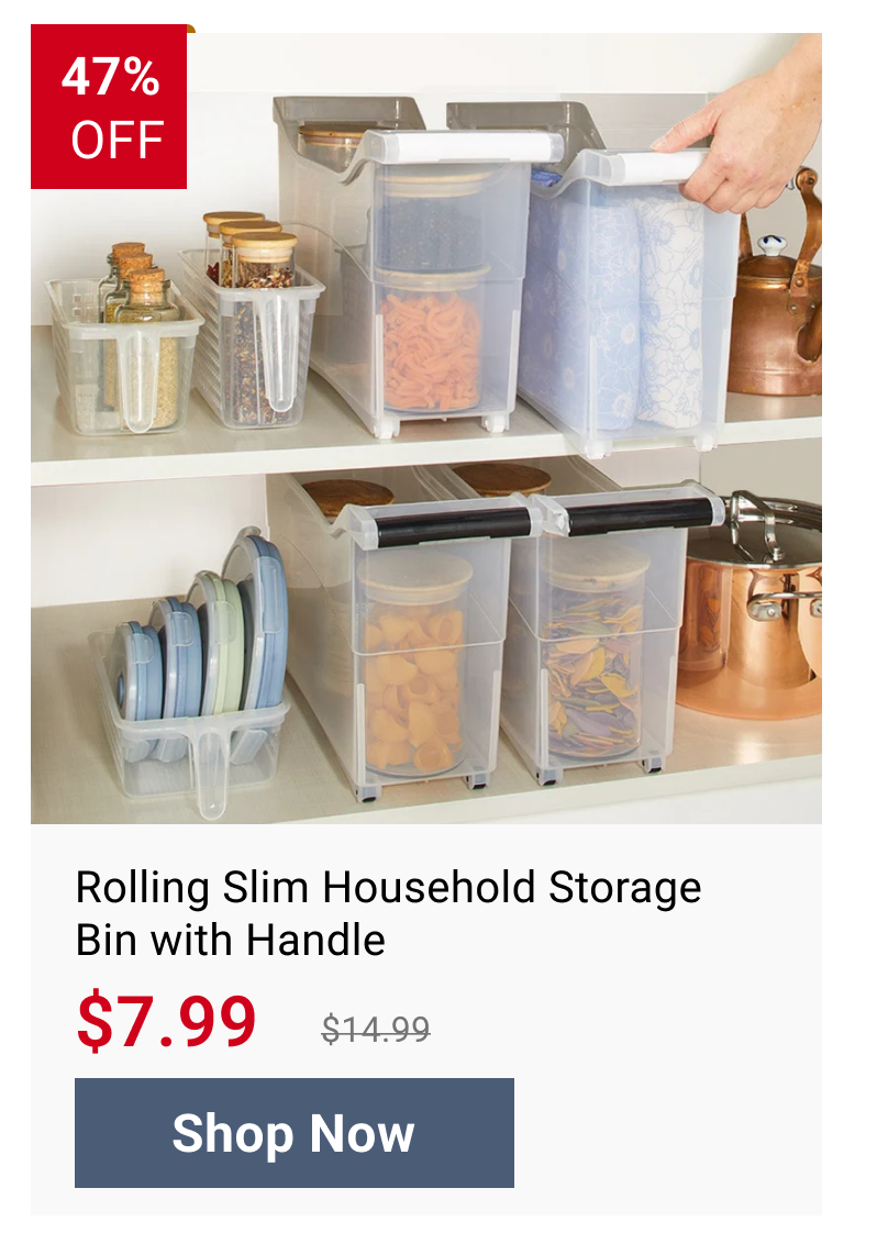 Rolling Slim Household Storage Bin with Handle