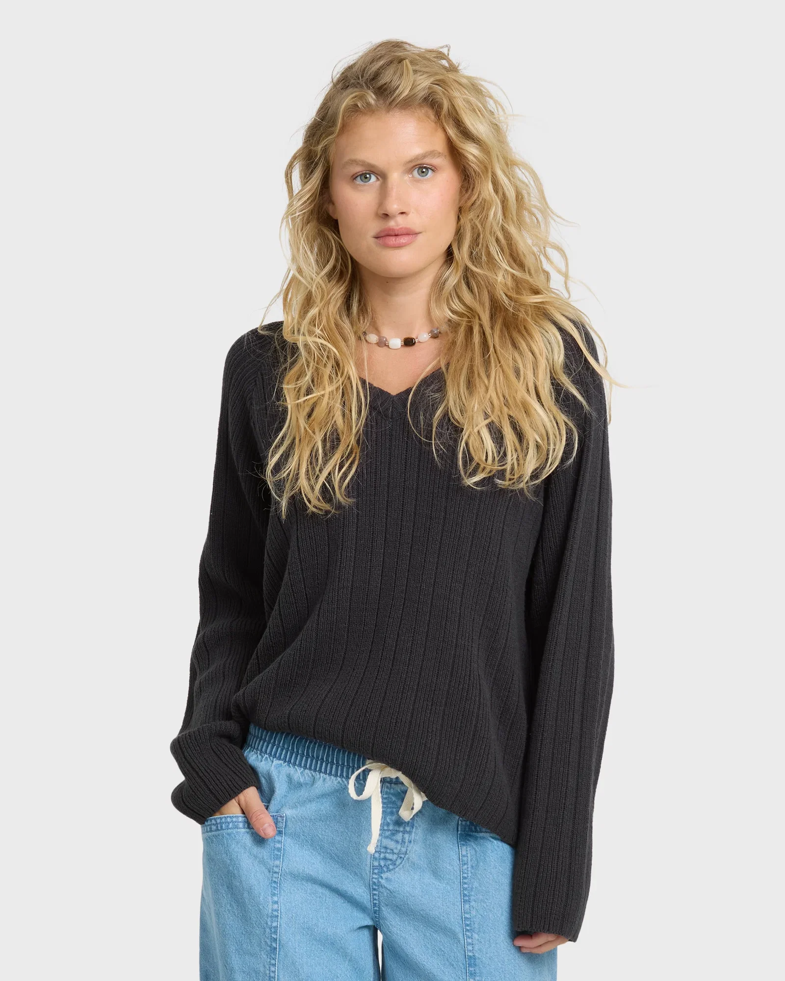 Image of Dallas V-Neck Sweater - Black Sands