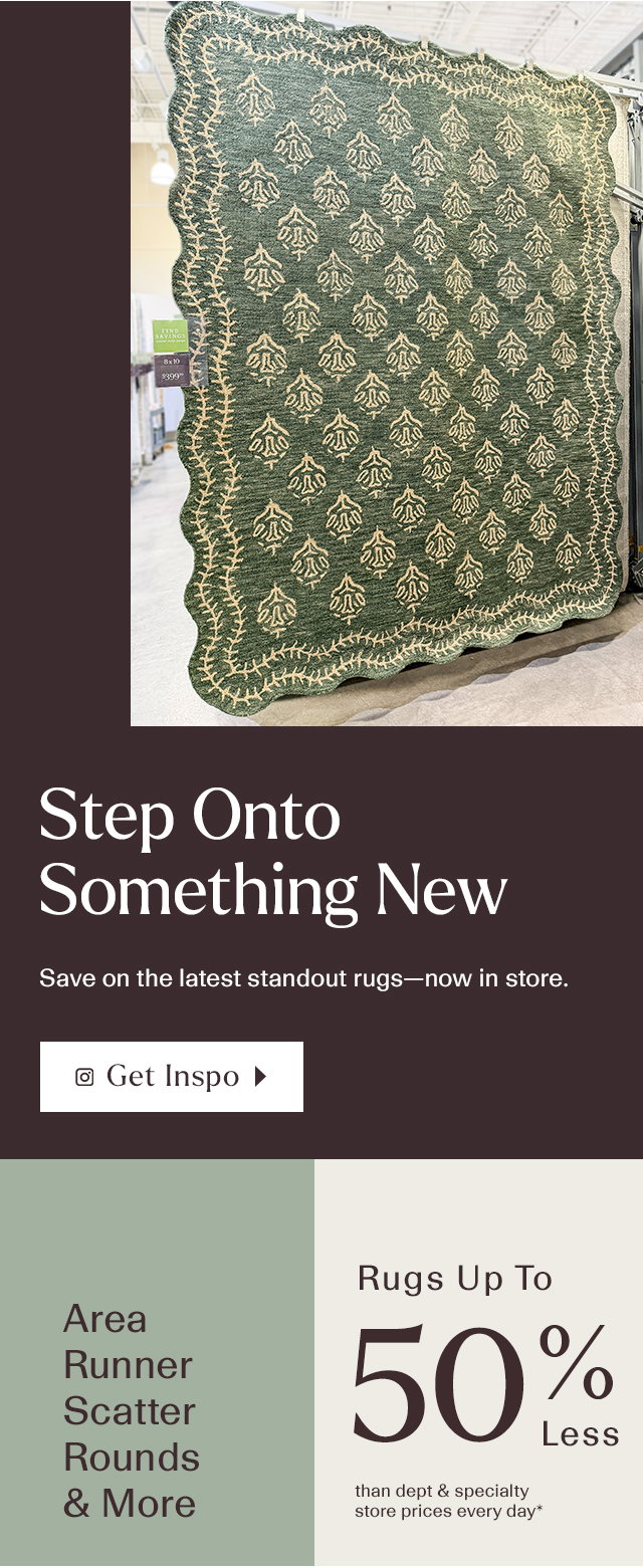 Save on the latest standout rugs - now in store.