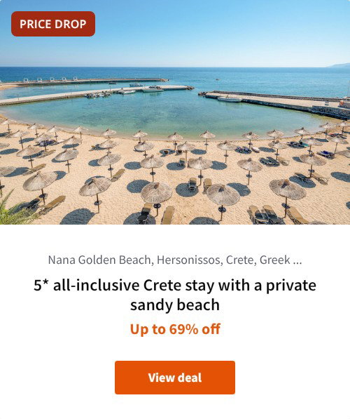 5* all-inclusive Crete stay with a private sandy beach