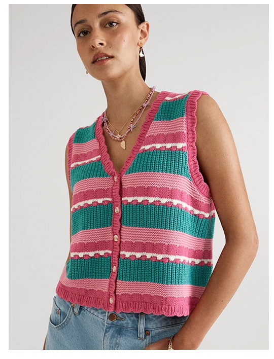 MONIQUE CROCHET STRIPE VEST 