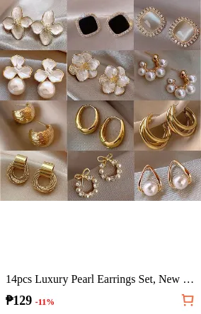 14pcs Luxury Pearl Earrings Set...