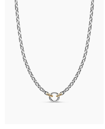DY Mercer® Petite Chain NecklaceSterling Silver with 18K Yellow Gold, 4.5mm