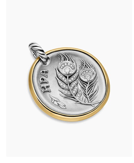 Hera Medallion AmuletSterling Silver with 14K Yellow Gold and Diamonds, 29.5mm