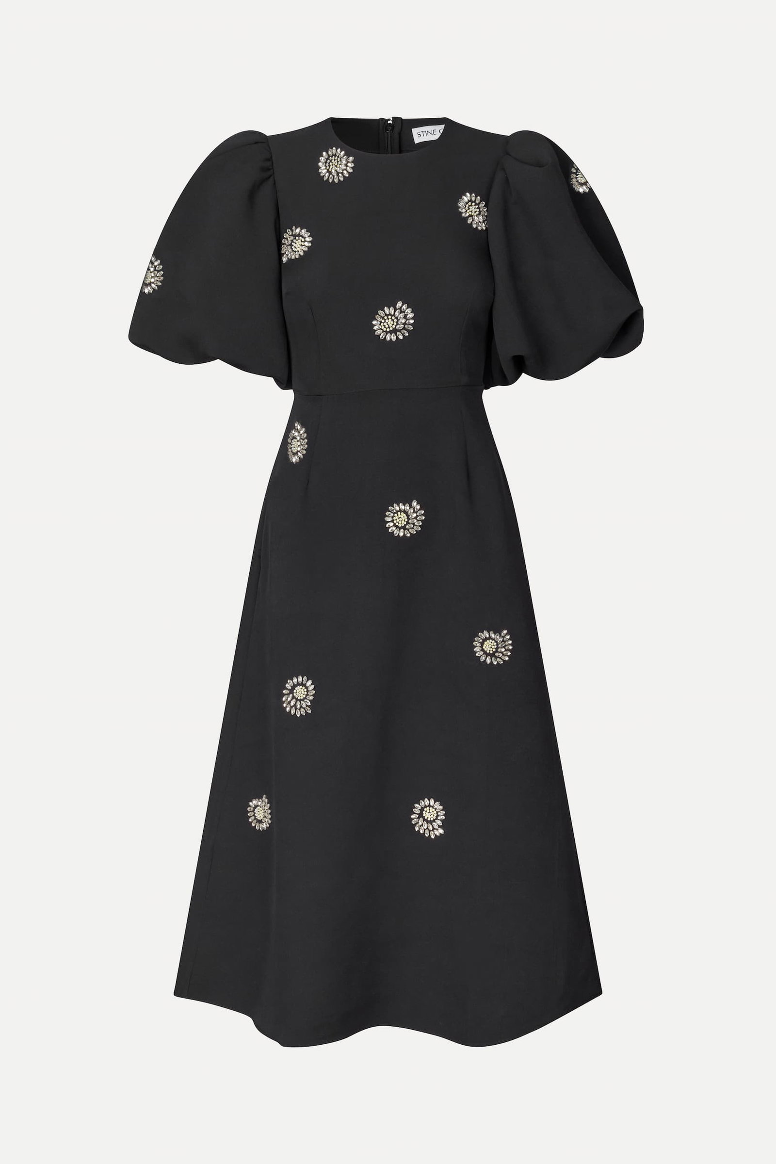 Puff Sleeve Midi Dress - Pearl Of Order