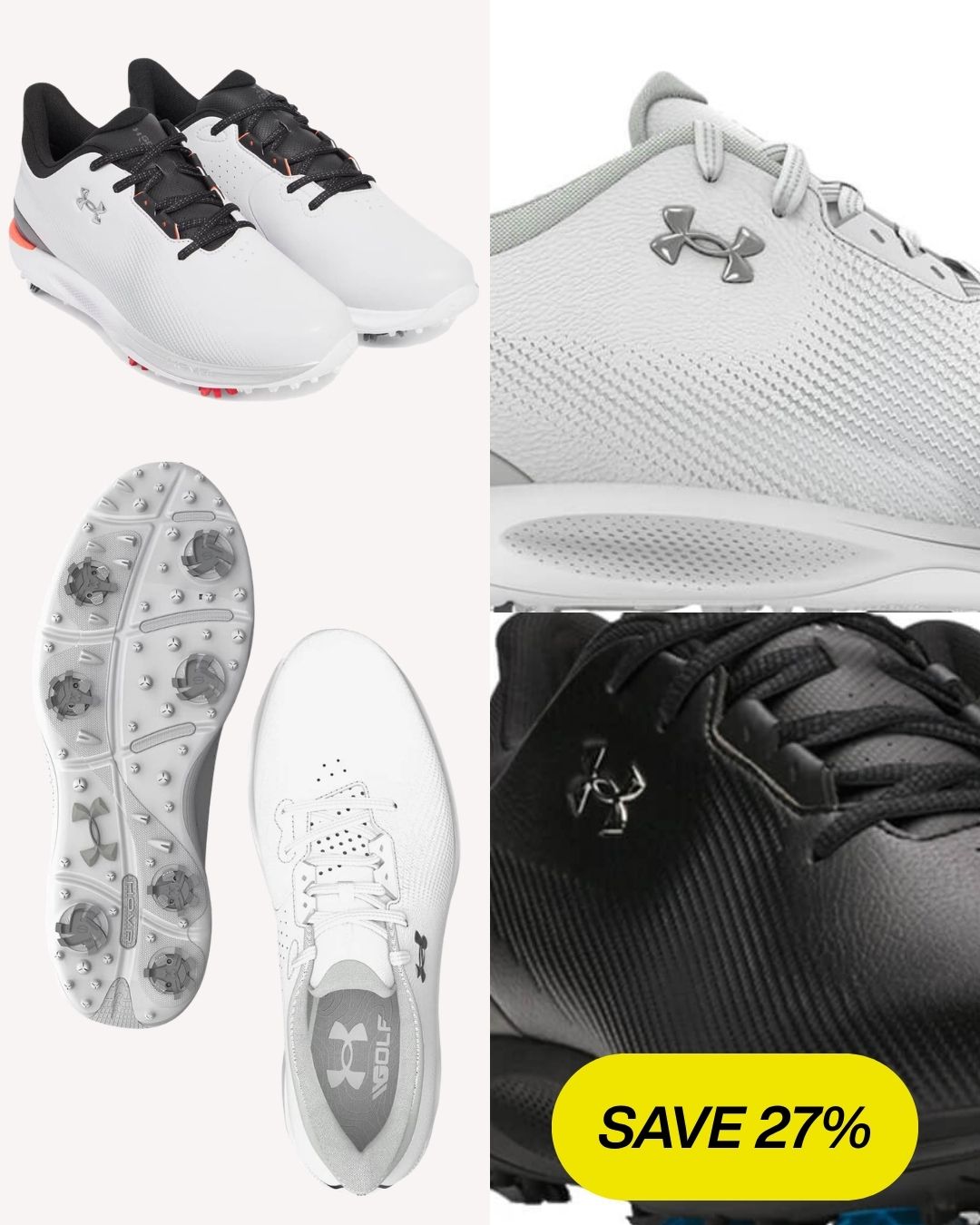 Under Armour Mens Drive Fade Waterproof Cushioned Breathable Golf Shoes