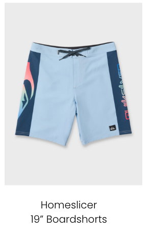 Homeslicer 19" Boardshorts - lightweight woven blend with 12% spandex for reliable stretch and mobility.