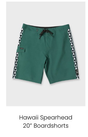 Hawaii Spearhead 20" Boardshorts - the streamlined design reduces bulk so paddling, popping up, and kicking through whitewater stay unrestricted.
