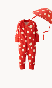 Mushroom Dots on Red Ember Halloween Costume HannaJams™ Sleeper & Hat