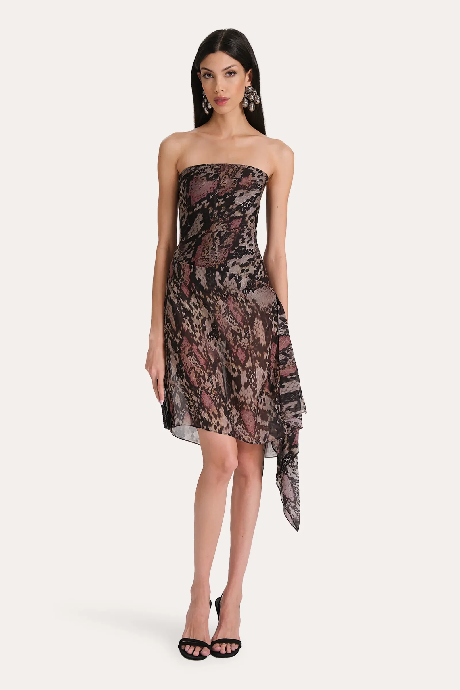 Image of Melani Silk Chiffon Bustier Dress
