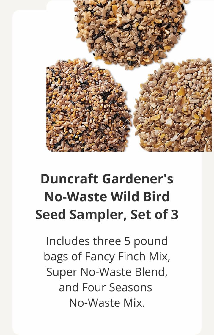 Duncraft Gardener's No-Waste Wild Bird Seed Sampler, Set of 3