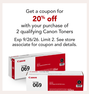 20% off qualifying purchase of 2 canon toners