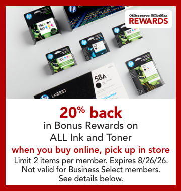 20% back in bonus rewards on all ink and toner