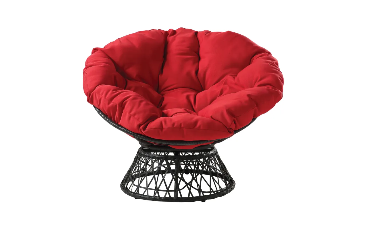 Valencia Red & Dark Gray Swivel Papasan Chair