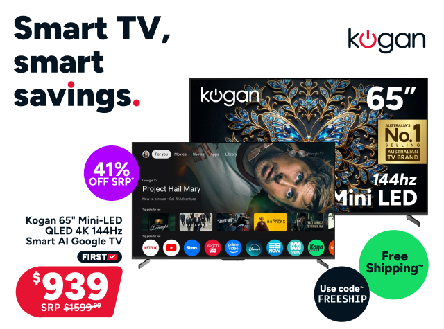 Kogan 65" Mini-LED QLED 4K 144Hz Smart AI Google TV