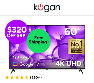 Kogan 60" LED 4K Smart AI Google TV Product Image