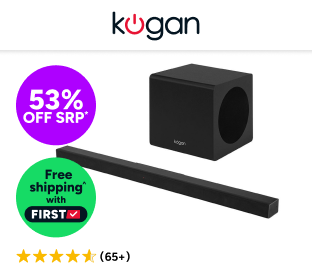 Kogan 2.1 Channel 225W Dolby Slim Soundbar with Wireless Subwoofer Product Image
