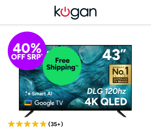 Kogan 43" QLED 4K Smart AI Google TV Product Image