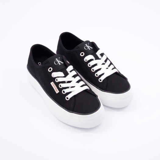 Black Canvas Vulcanised Platform Trainers