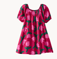 Puff Sleeve Challis Dress