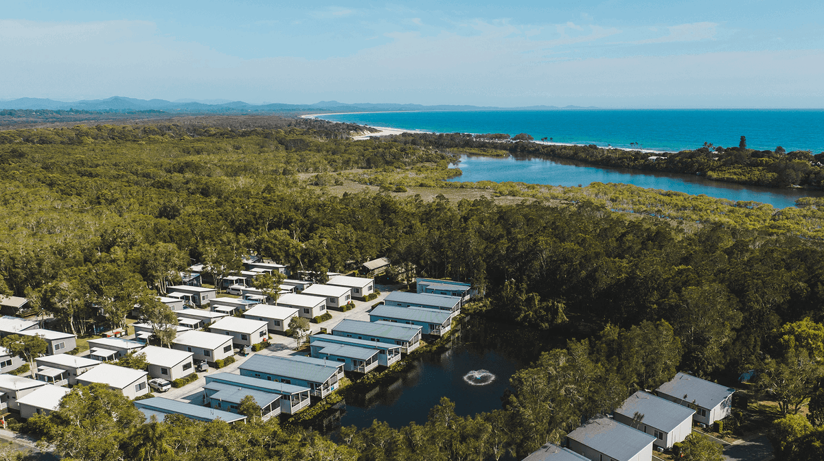 Byron Bay Glamping Retreat near Belongil Creek with Water Park & Deluxe Safari Tent