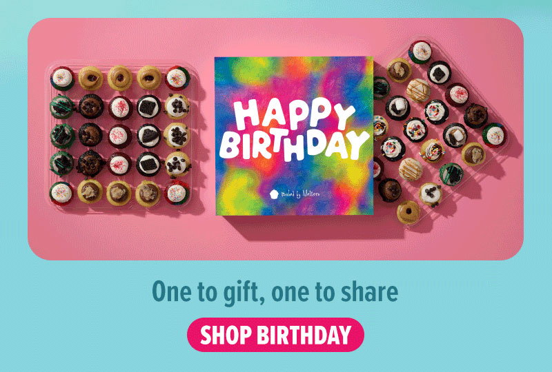 One to gift, one to share! Shop our groovy birthday gift box cupcake 50-Pack now.