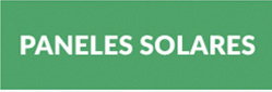 Green banner with white text 'PANELES SOLARES' (Spanish for solar panels)