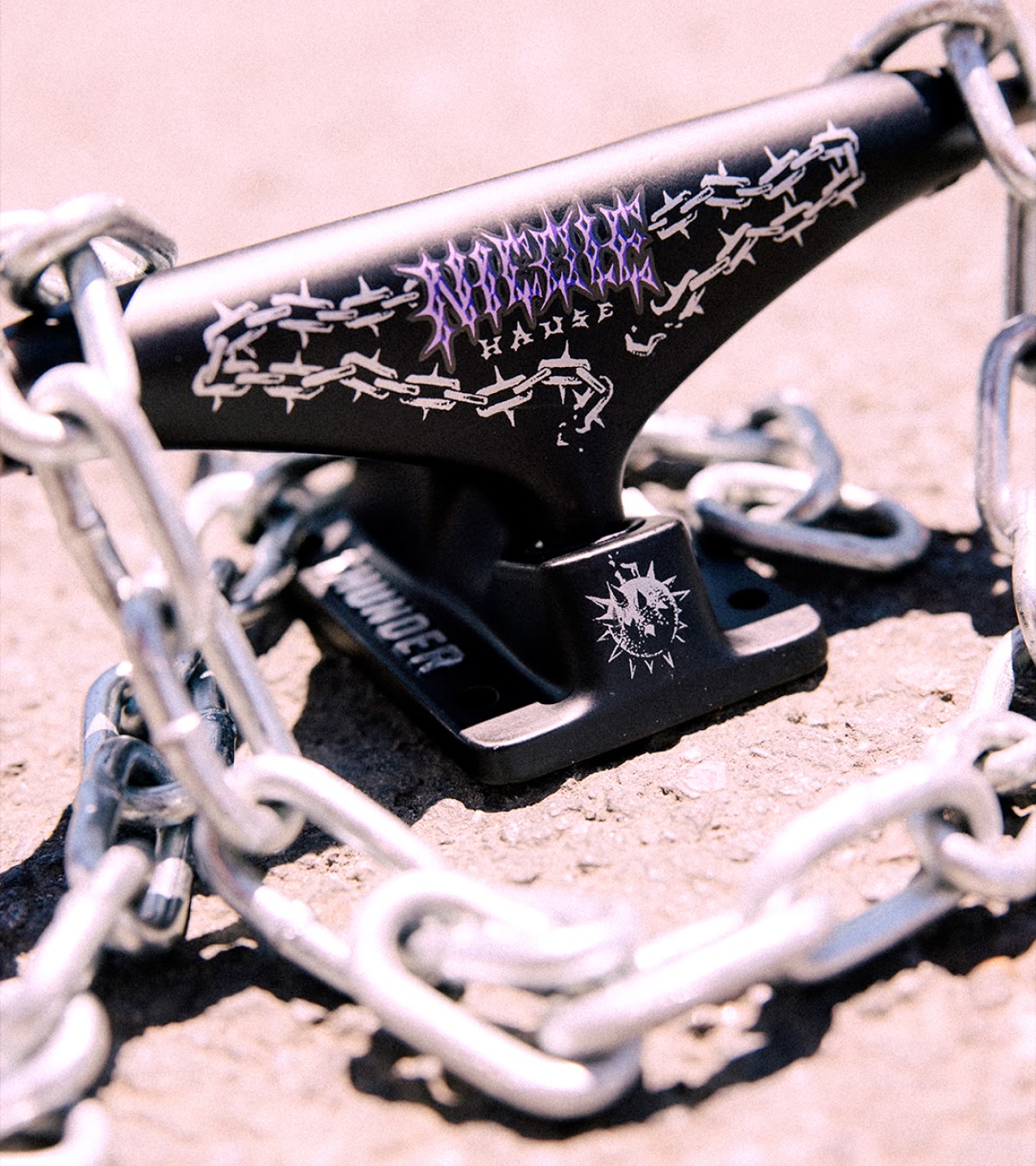 Shop skate trucks, featuring trucks from Thunder.