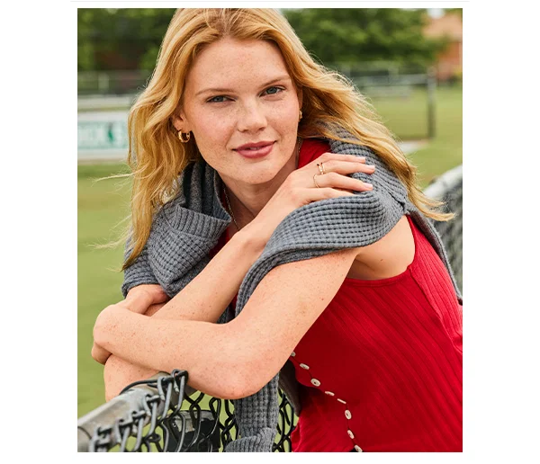 Model wearing maurices clothing.