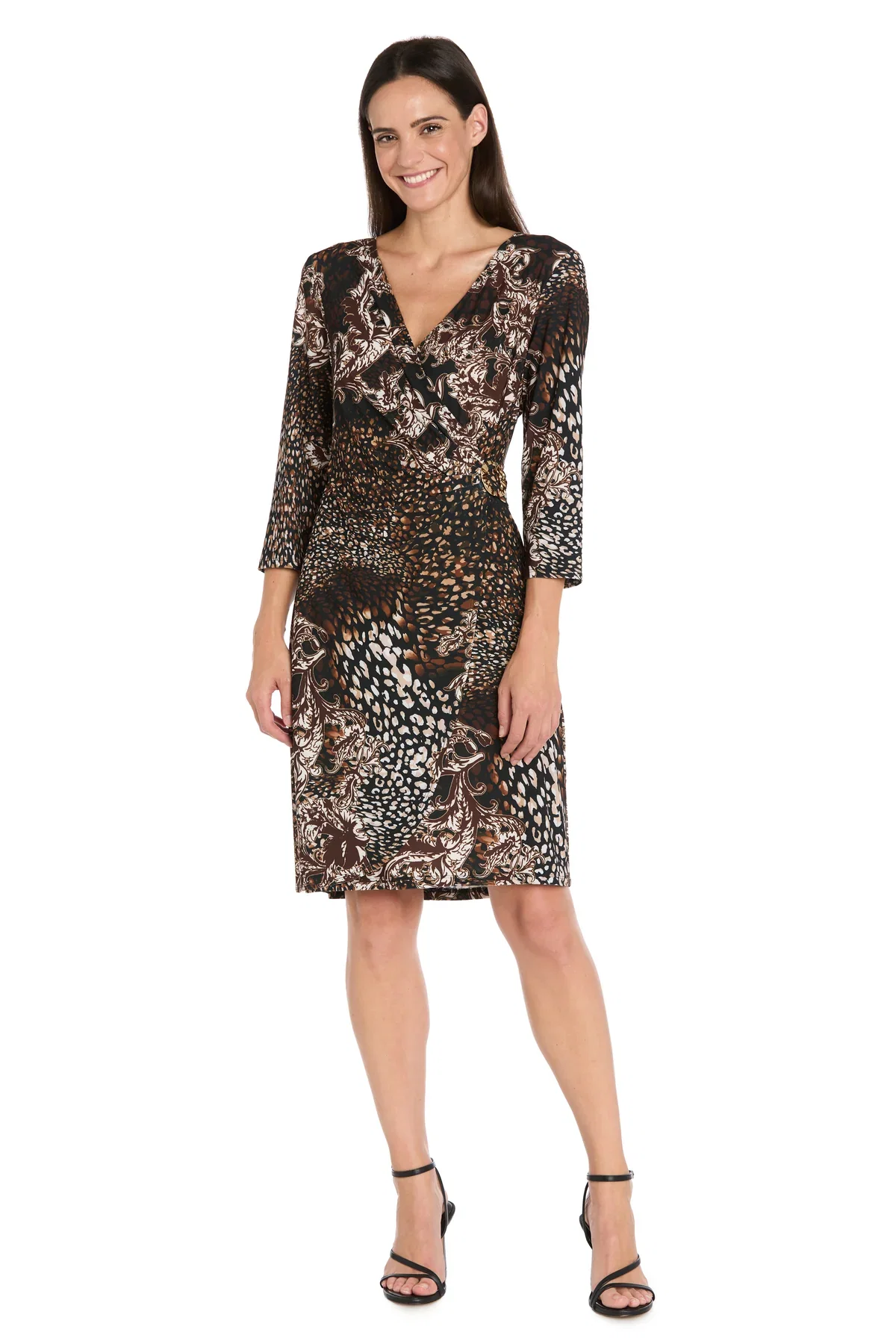 Image of Printed Jersey Faux Wrap Dress