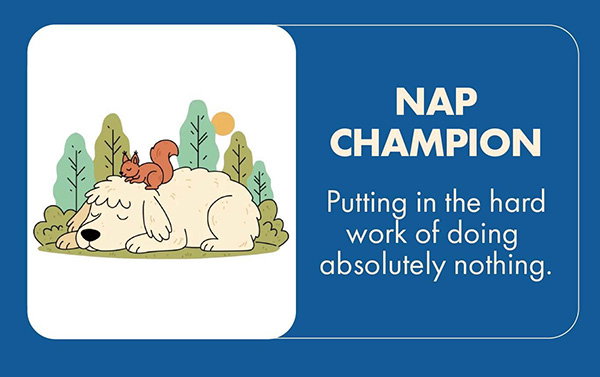 NAP CHAMPION Putting in the hard work of doing absolutely nothing.