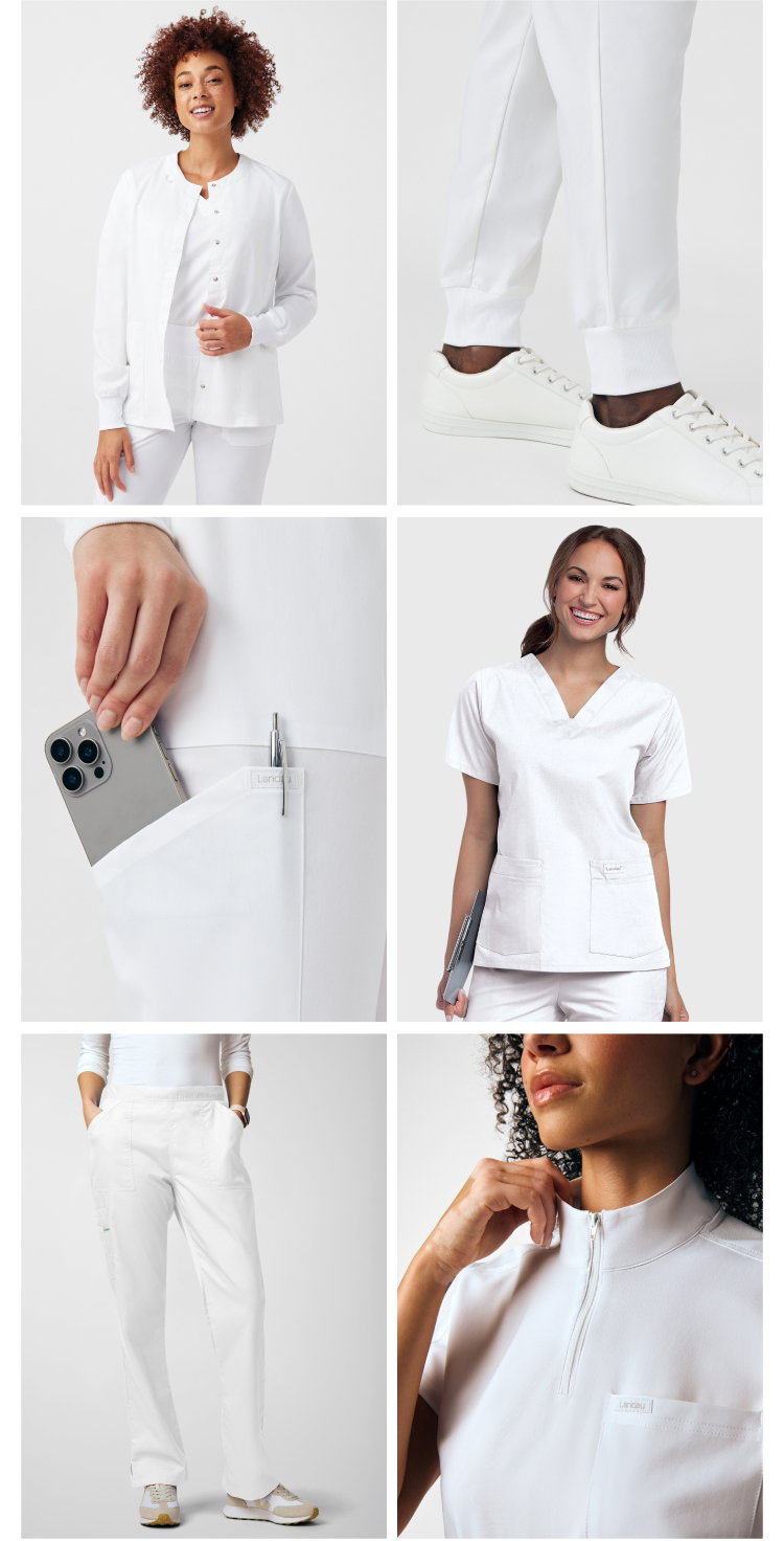 Classic For A Reason | White before Labor Day? Groundbreaking. Wearing it all season? Even better. Consider this your official permission slip to go polished, clean, and monochrome. | Shop White Scrubs