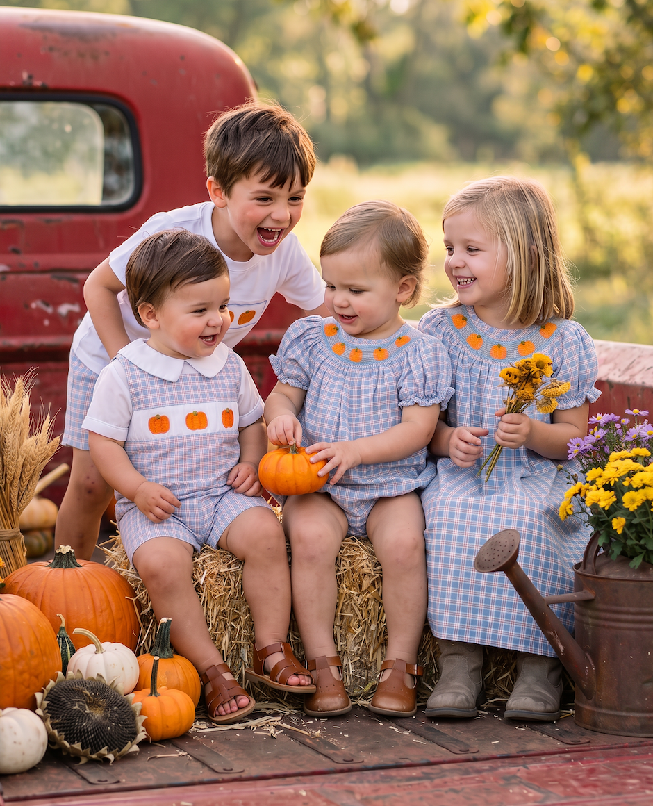 Pumpkin Plaid Smocked Collection