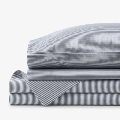 Image of Classic Stripes and Plaids Cool Yarn-Dyed Cotton Percale Bed Sheet Set