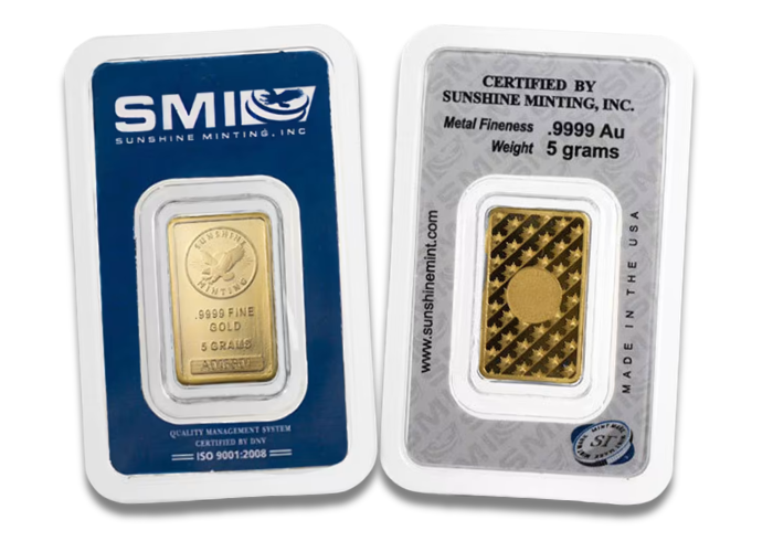 App-Only Deal: 5 Gram Sunshine Gold Bar (New w/ Assay, MintMark SI)