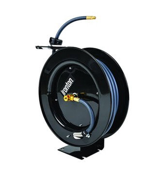 Ironton Steel Hybrid Air Hose Reel, 3/8in. x 50ft. Hose, 300 Max. PSI, Spring-Driven Retractable Reel, Powder-Coat, Wall- or Bench-Mountable