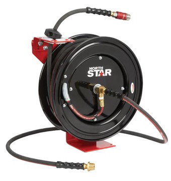 NorthStar Pro-Grade Slow-Rewind Air Hose Reel with 3/8in. x 50ft. Pro-Grade Rubber Hose