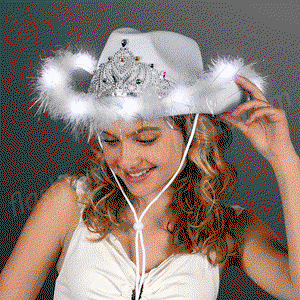 Feather Trim LED Cowgirl Hat