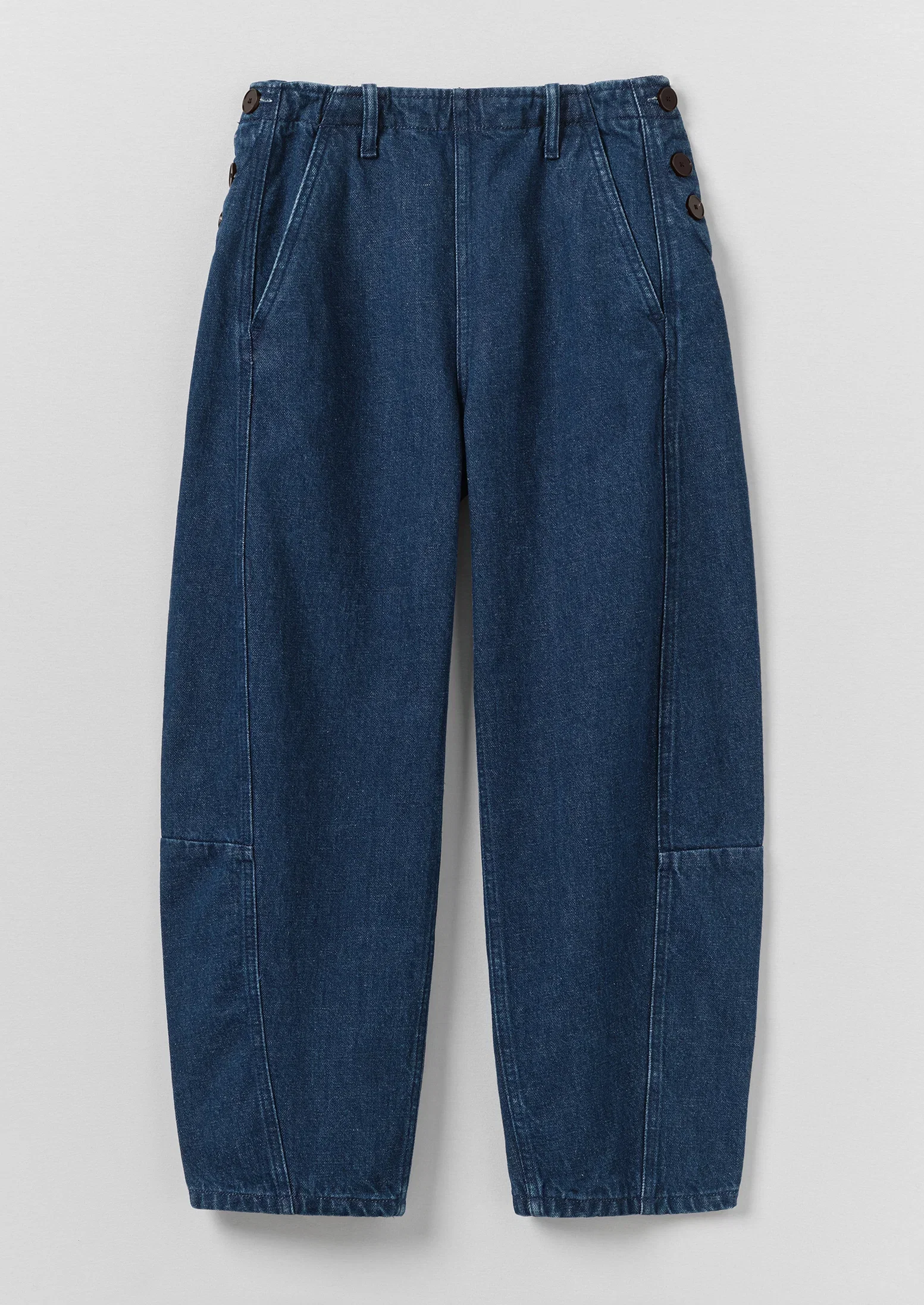 Image of Twisted Seam Cotton Linen Denim Trousers | Indigo