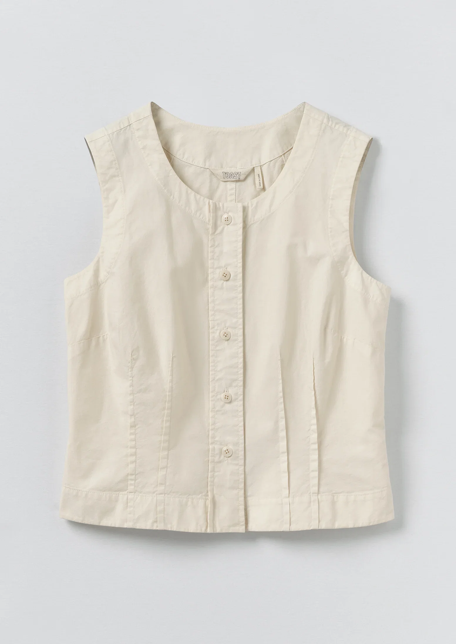 Image of Cotton Linen Poplin Sleeveless Top | Ecru