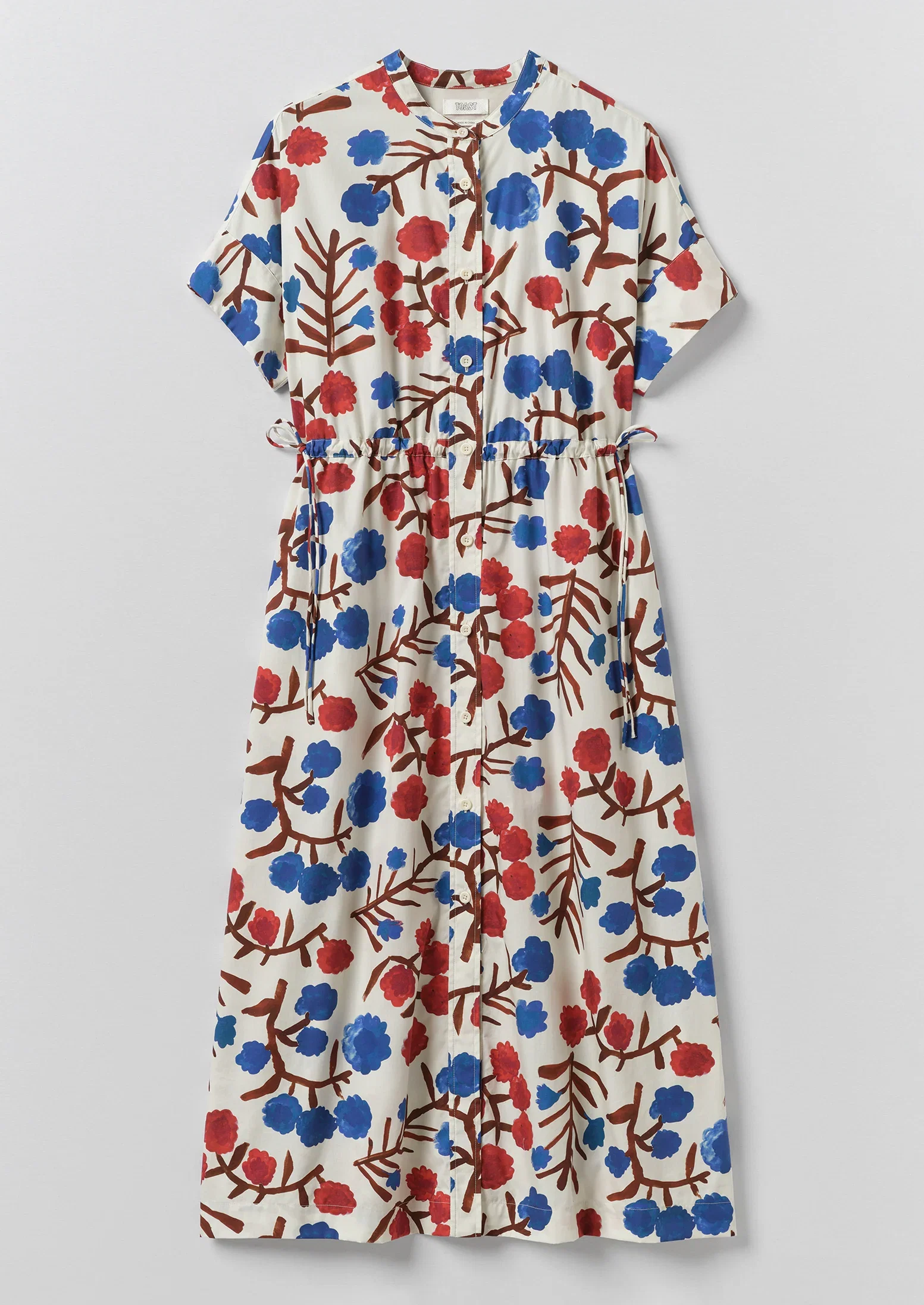 Image of Flower Crown Print Cotton Dress | Cobalt