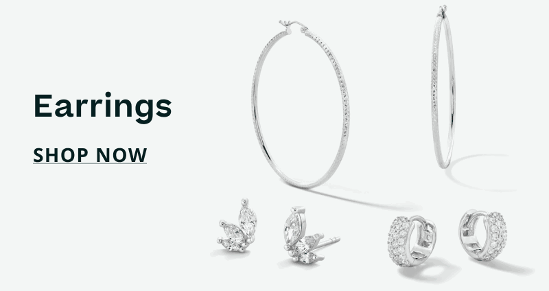 Silver, large slim hoops, pave huggie hoops & marquise-cut leaf-like studs. Earrings. Click here to shop now