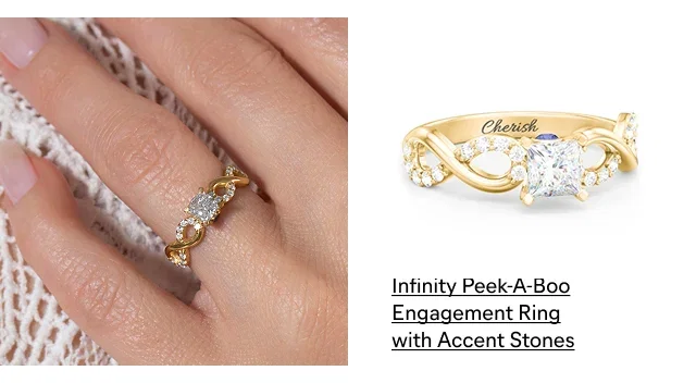 Princess Gemstone Infinity Peek-A-Boo Engagement Ring with Accent Stones