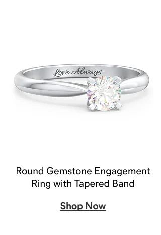Round Gemstone Engagement Ring with Tapered Band