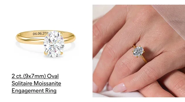 2 ct. (9x7mm) Oval Solitaire Moissanite Engagement Ring