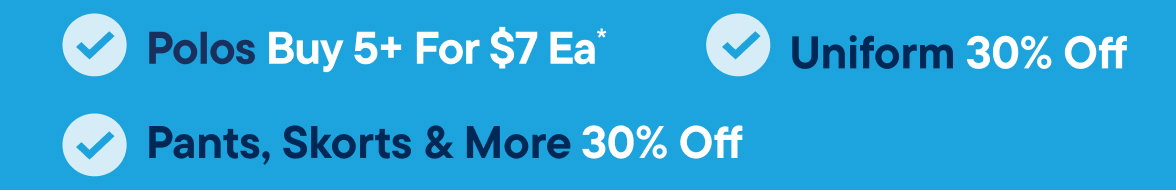 30% off Uniforms