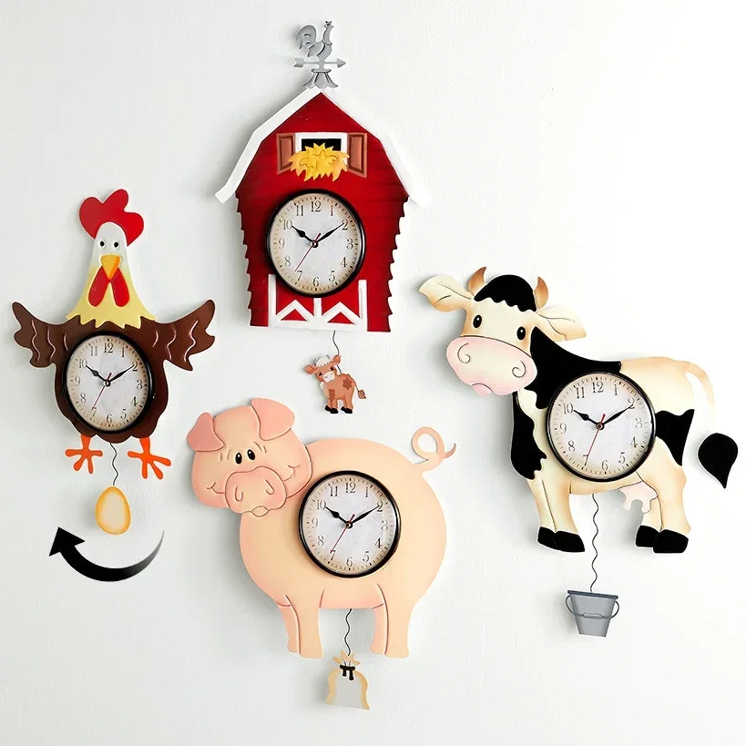 Image of Farmhouse Barnyard Animal Pendulum Wall Clock